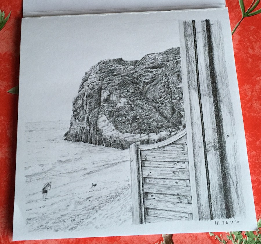 900x843 View From The Beach Hut (Sketch) Pens! Paper! Pencils! - Beach Hut Sketch