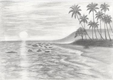 Beach Landscape Sketch at PaintingValley.com | Explore ...