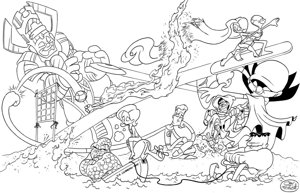 1024x658 Fantastic Four Beach Party By Jayfosgitt - Beach Party Sketch