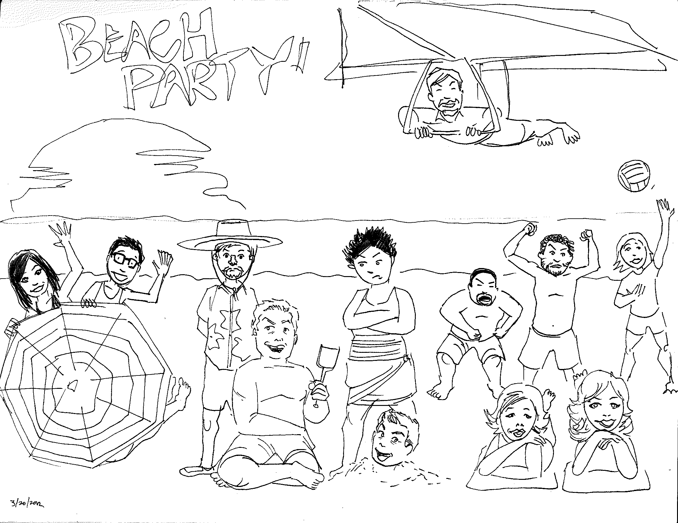 2180x1684 Month In Review March Ben Humeniuk - Beach Party Sketch