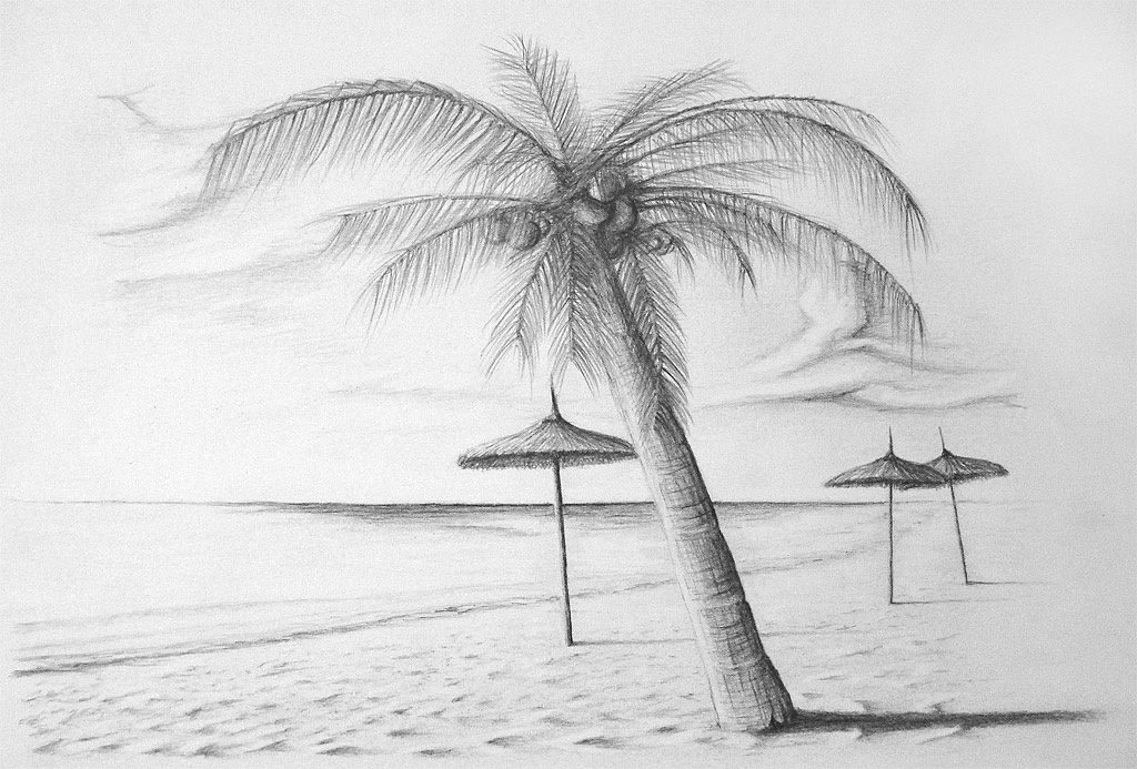 Beach Pencil Sketch at PaintingValley.com | Explore collection of Beach Pencil Sketch