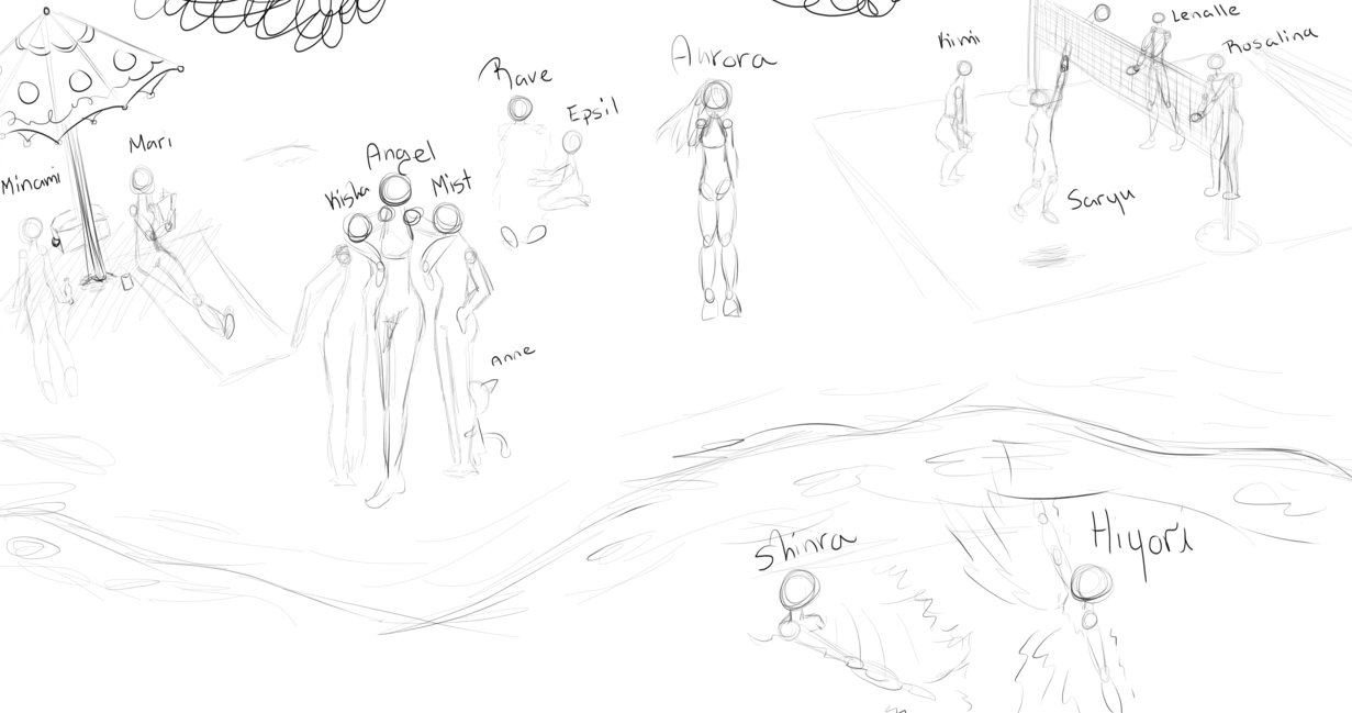1231x649 Beach Scene Sketch By Naomitachi - Beach Scene Sketch