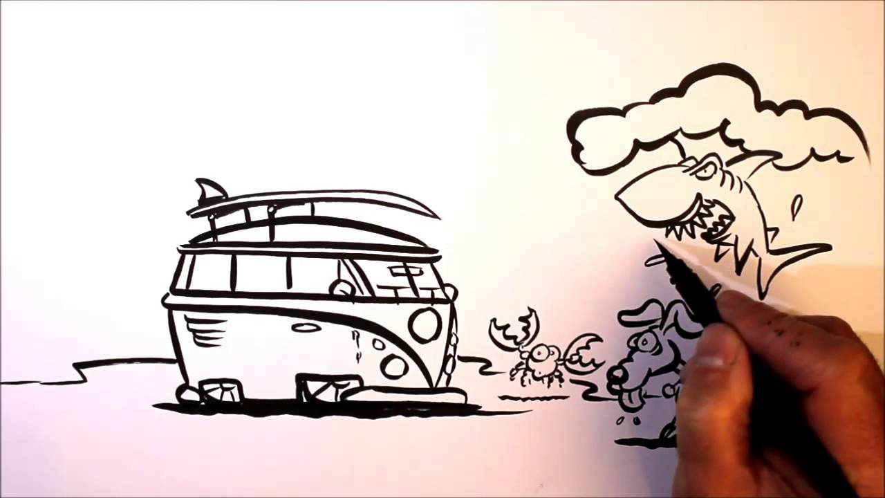 1280x720 Real Time Beach Scene Sketch - Beach Scene Sketch