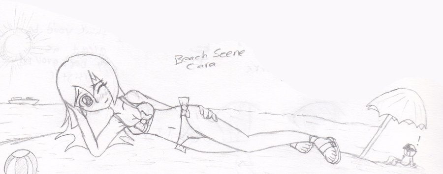 900x355 Sketch Beach Scene Cara By Grunt211 - Beach Scene Sketch