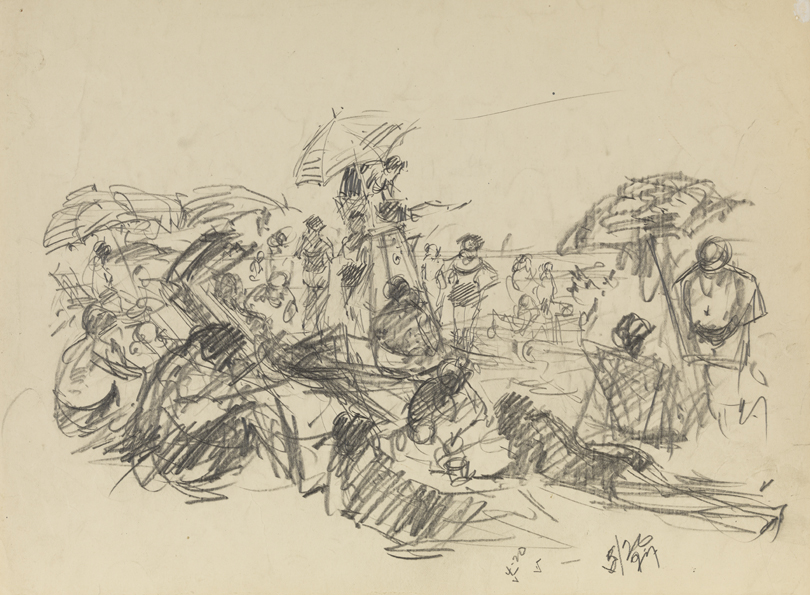810x595 Sketch Of Beach Scene, New Jersey] Pafa - Beach Scene Sketch