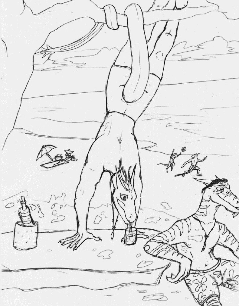 790x1010 Beach Scene Sketch By Mirandapavelle - Beach Scene Sketch