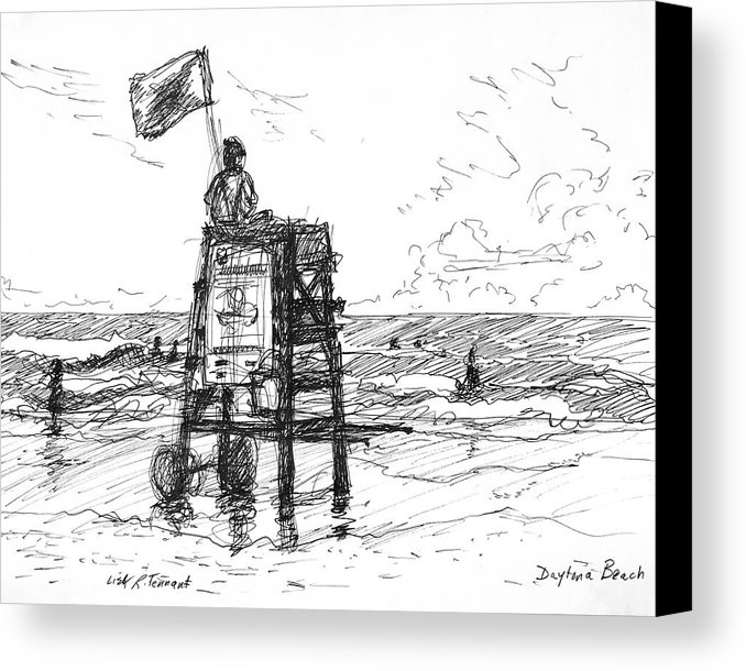 678x610 Daytona Beach Sketch 2 Canvas Print Canvas Art By Lisa Tennant - Beach Sketch