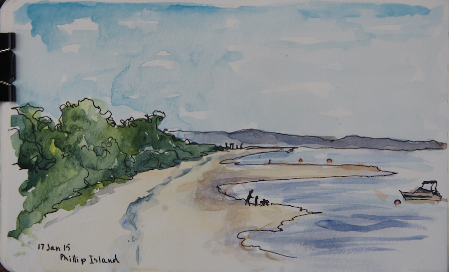 900x546 Drawing Step, Skip, Pause - Beach Sketch