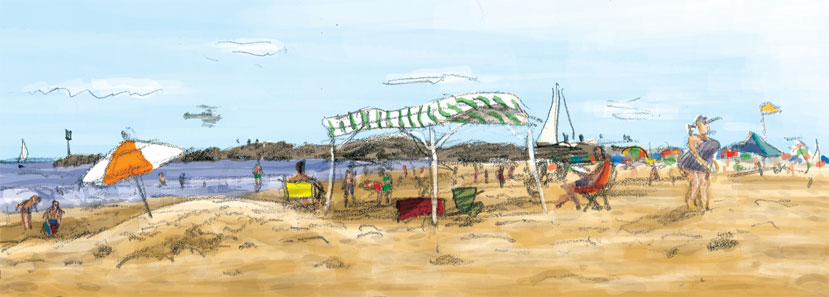 829x297 Beach Sketch In Color - Beach Sketch Images