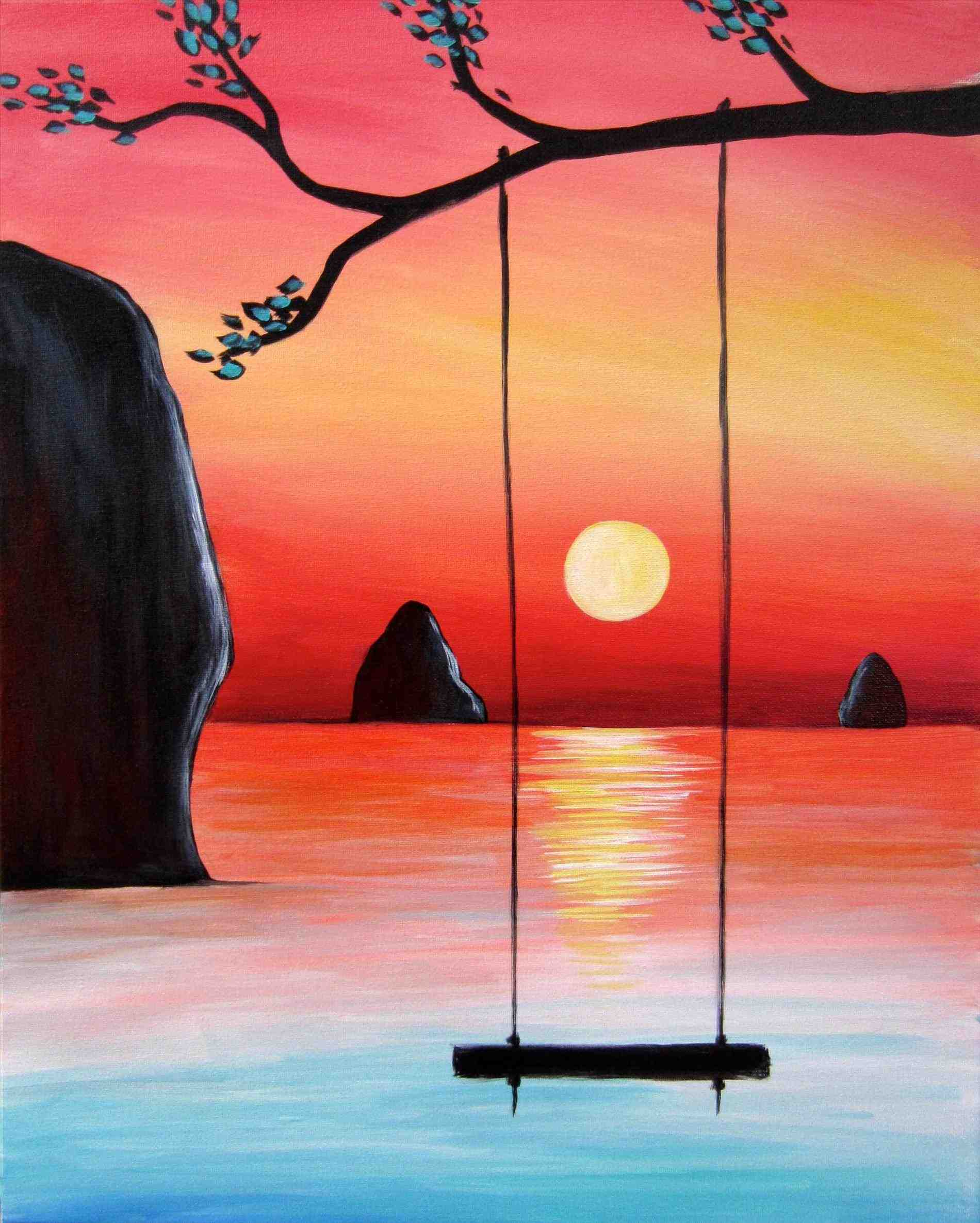 Beach Sunset Sketch at PaintingValley.com | Explore collection of Beach ...