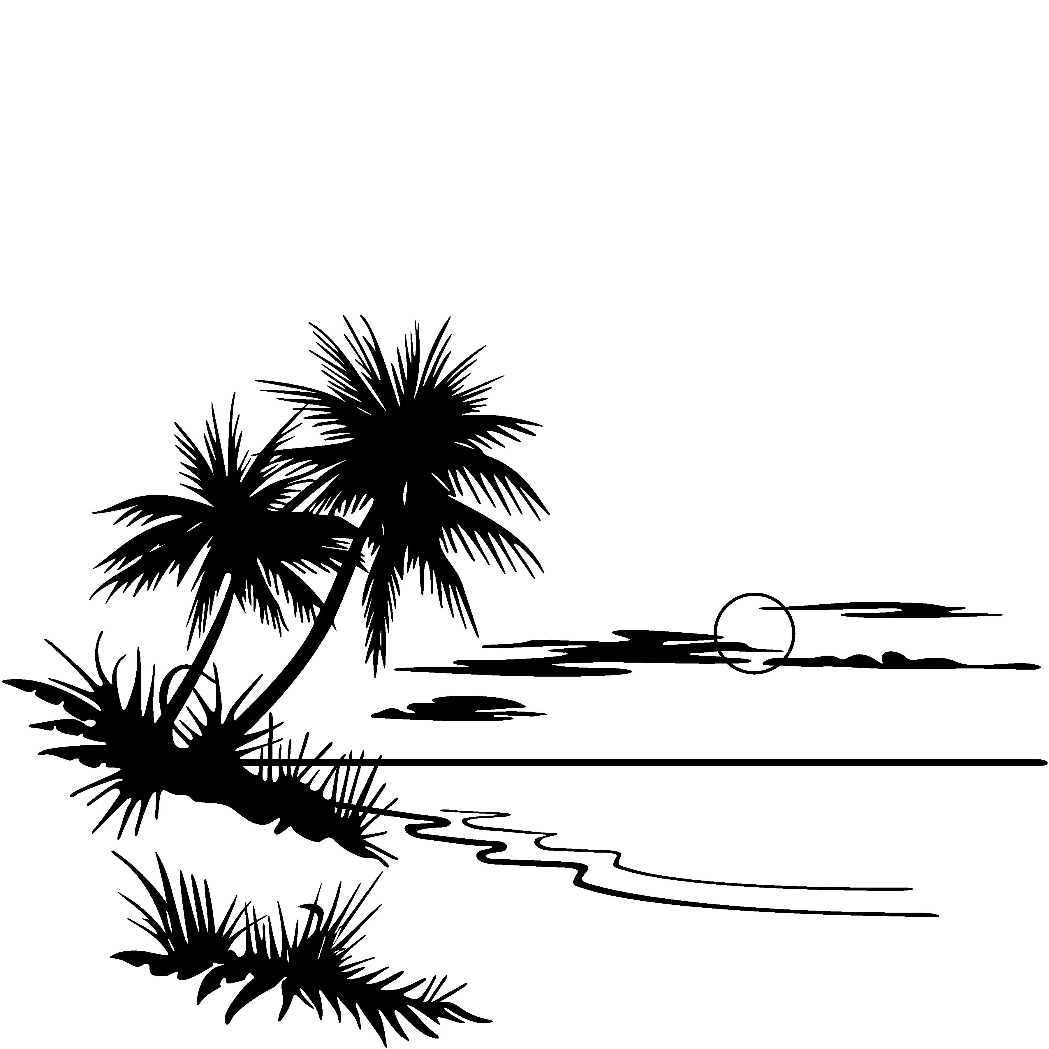 3600x3600 Sketch Clipart Sunset - Beach Sunset Sketch