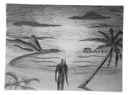 520x387 Illustration - Beach Sunset Sketch