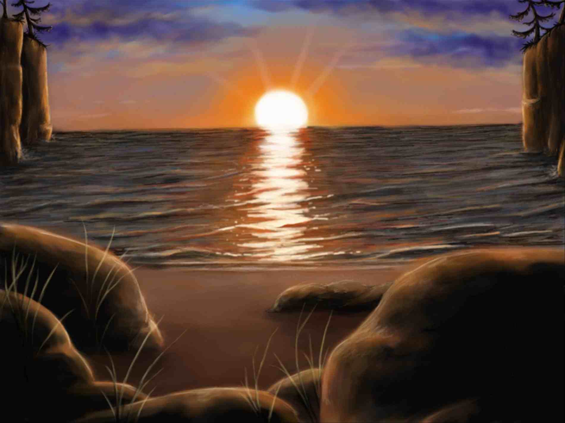 Beach Sunset Sketch at PaintingValley.com | Explore collection of Beach