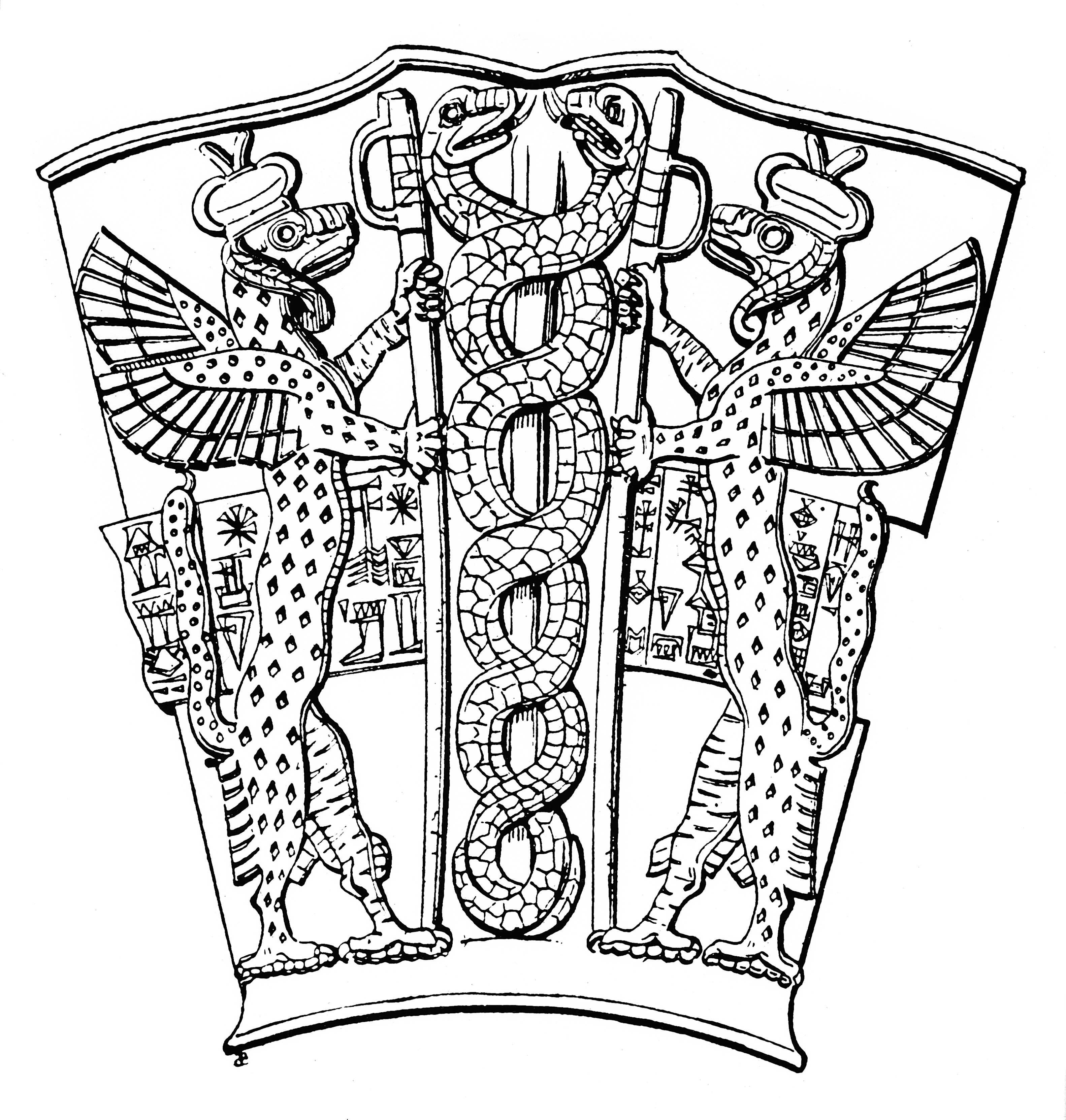 3165x3326 Filesketch Of Decoration Shown On Assyro Babylonian Oil Beaker - Beaker Sketch