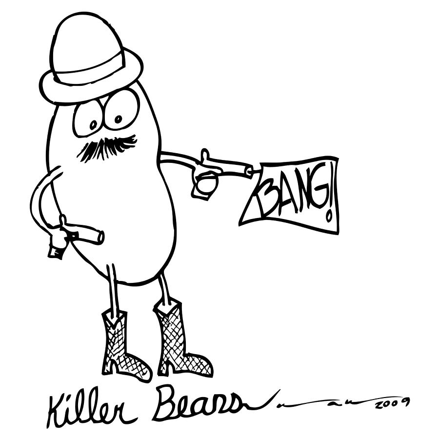 900x900 Killer Beans Drawing By Karl Addison - Bean Sketch