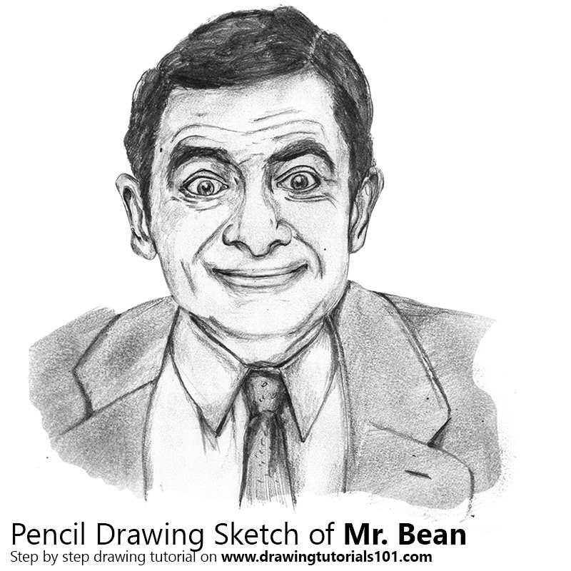 800x800 Mr. Bean Pencil Drawing - Bean Sketch