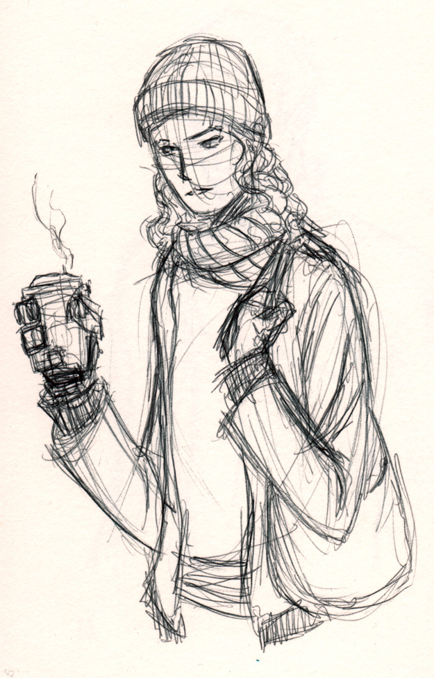 625x977 Commute Sketch Coffee Girl - Beanie Sketch