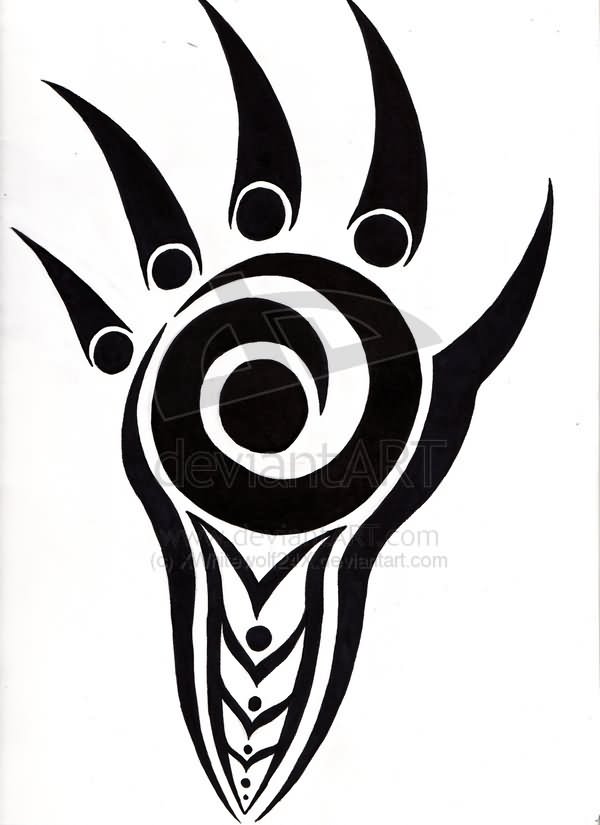 600x825 Collection Of Tribal Bear Paw Tattoo Design - Bear Paw Sketch