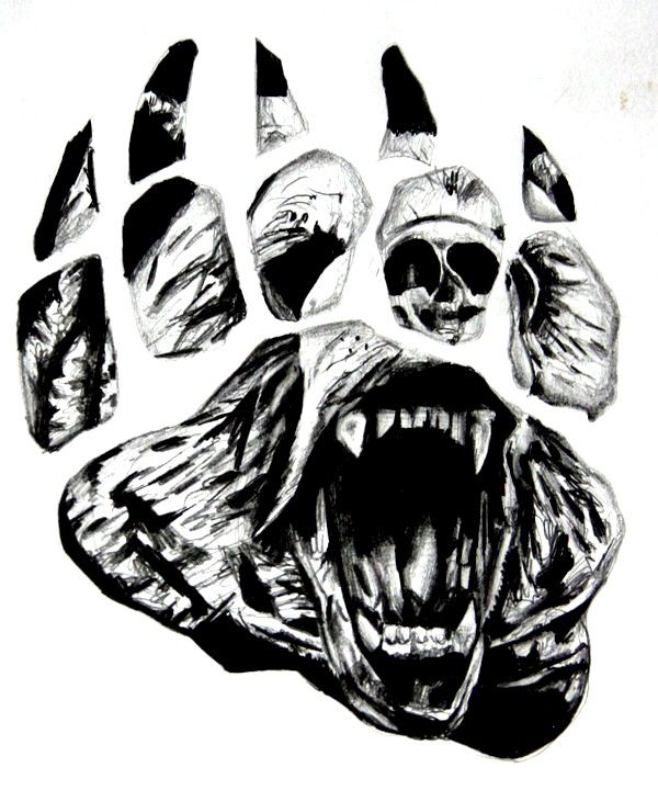 600x720 Screaming Bear Claw Tattoo Sketch Tattoo Ideas - Bear Paw Sketch