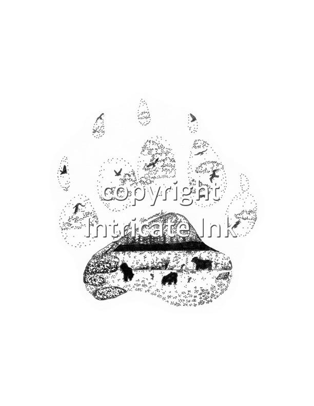 612x792 Bear Paw Ink Drawing - Bear Paw Sketch