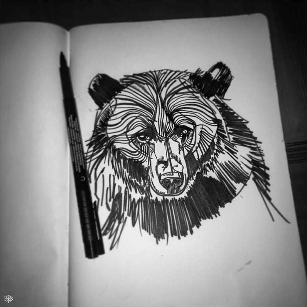 1000x1000 Big Bear Sketch - Bear Sketch