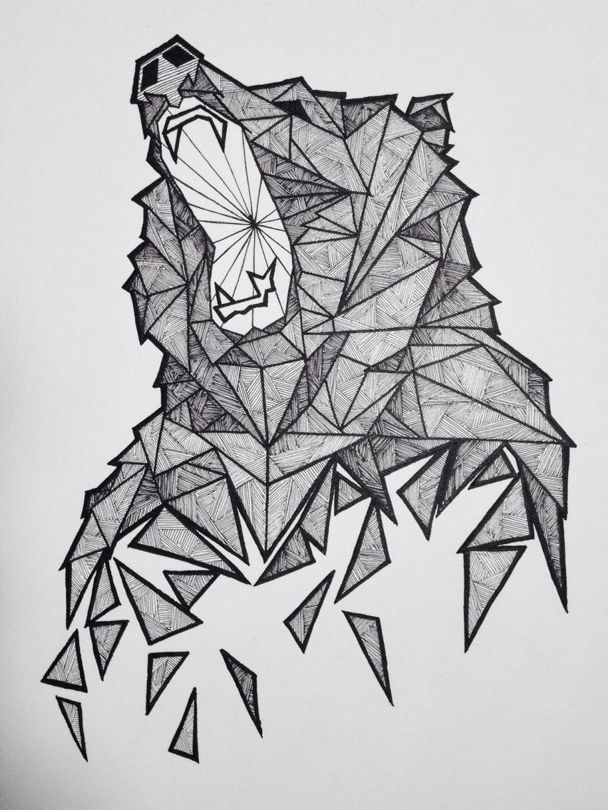 852x1136 Geometric Bear Sketch Art Draw, Tattoos And Bear - Bear Sketch Art