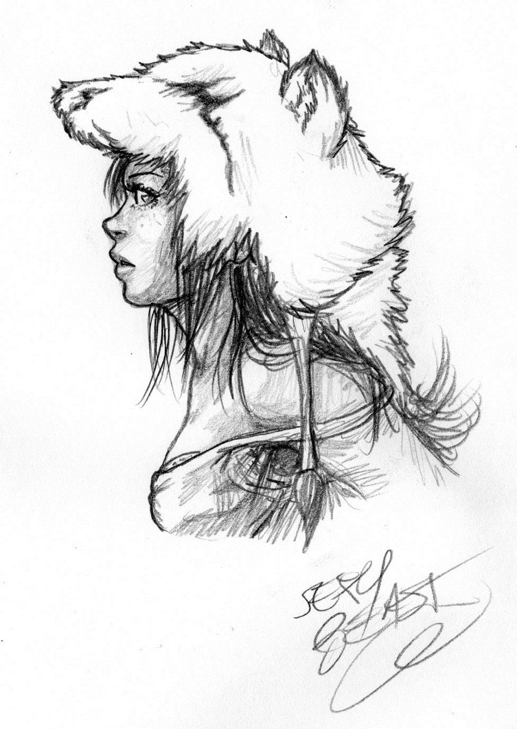 753x1062 Polar Bear Girl Second Sketch By Cloudy 0w0 - Bear Sketch Art