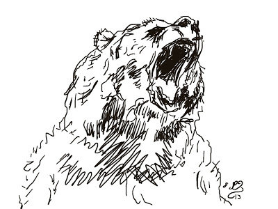 400x300 Wildlife Art] Angry Bear By Mindbender - Bear Sketch Art