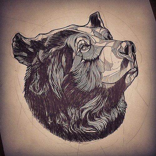 500x500 Bear Tattoo Sketch - Bear Tattoo Sketch