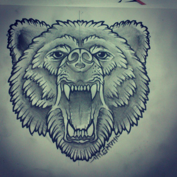 612x612 Angry Bear Tattoo Sketch - Bear Tattoo Sketch