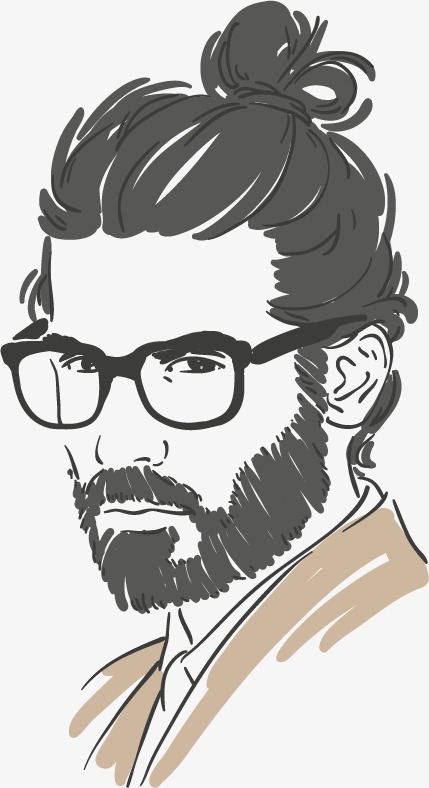 429x788 Fashion Male Character Sketch Vector Material Design,, Hand - Beard Man Sketch