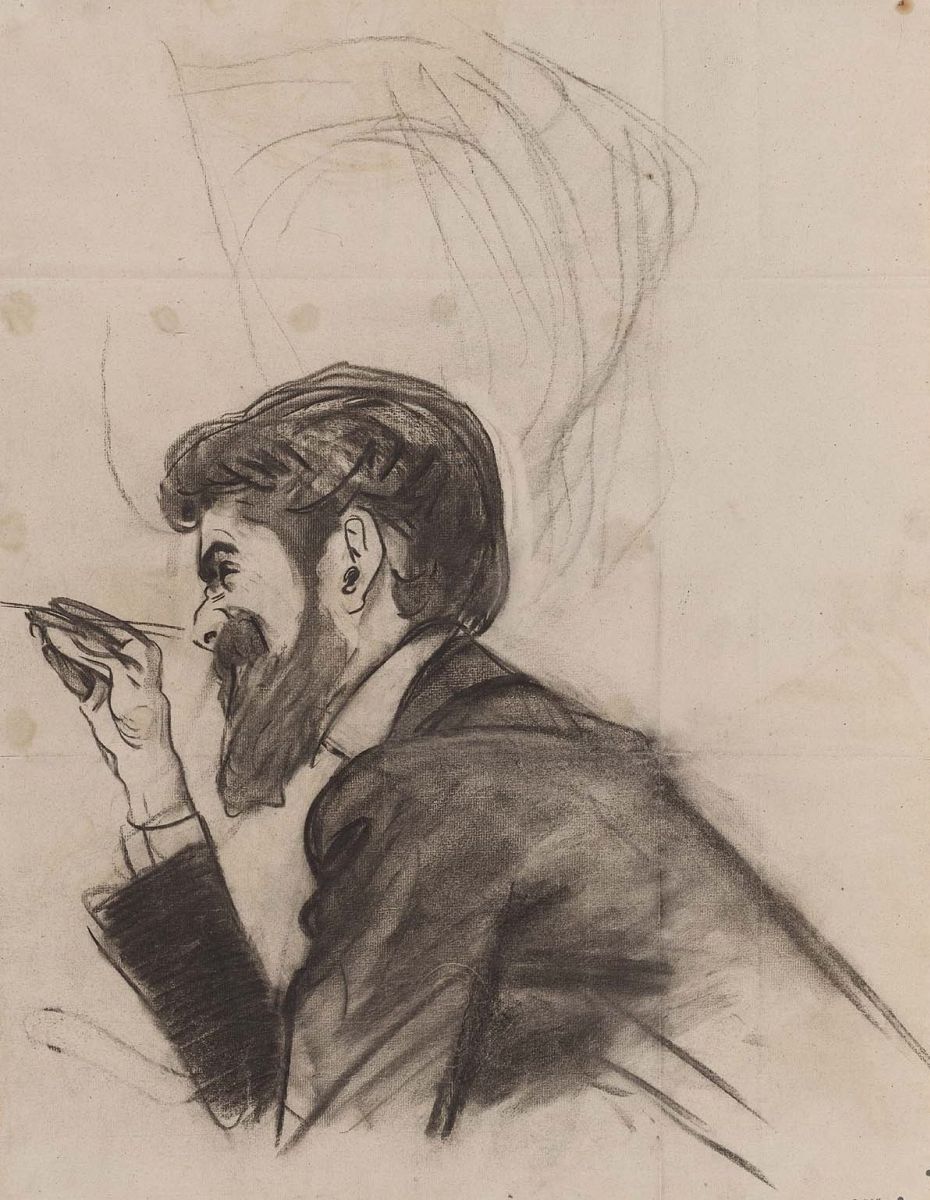 930x1200 Sketch Of A Man With A Beard ( Portrait Floor Hel) By John Singer - Beard Man Sketch