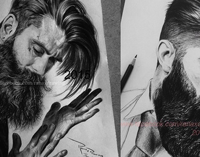 404x316 Beard Men ( Pencil ) On Behance - Beard Man Sketch