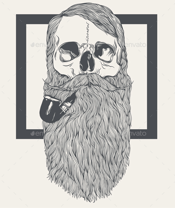 590x700 Bearded Skull By Mchlskhrv Graphicriver - Beard Sketch