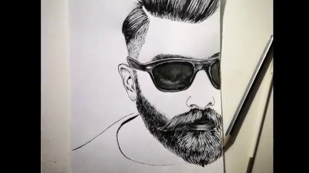 1280x720 Bearded Man Speed Drawing - Beard Sketch
