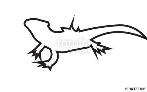 500x313 Bearded Dragon Silhouette Outline On White Background Stock Image - Bearded Dragon Sketch