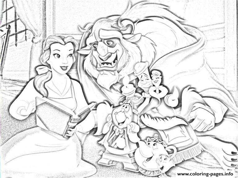 768x576 Belle And Beast Sketch Disney Princess 095d Coloring Pages Printable - Beast Sketch