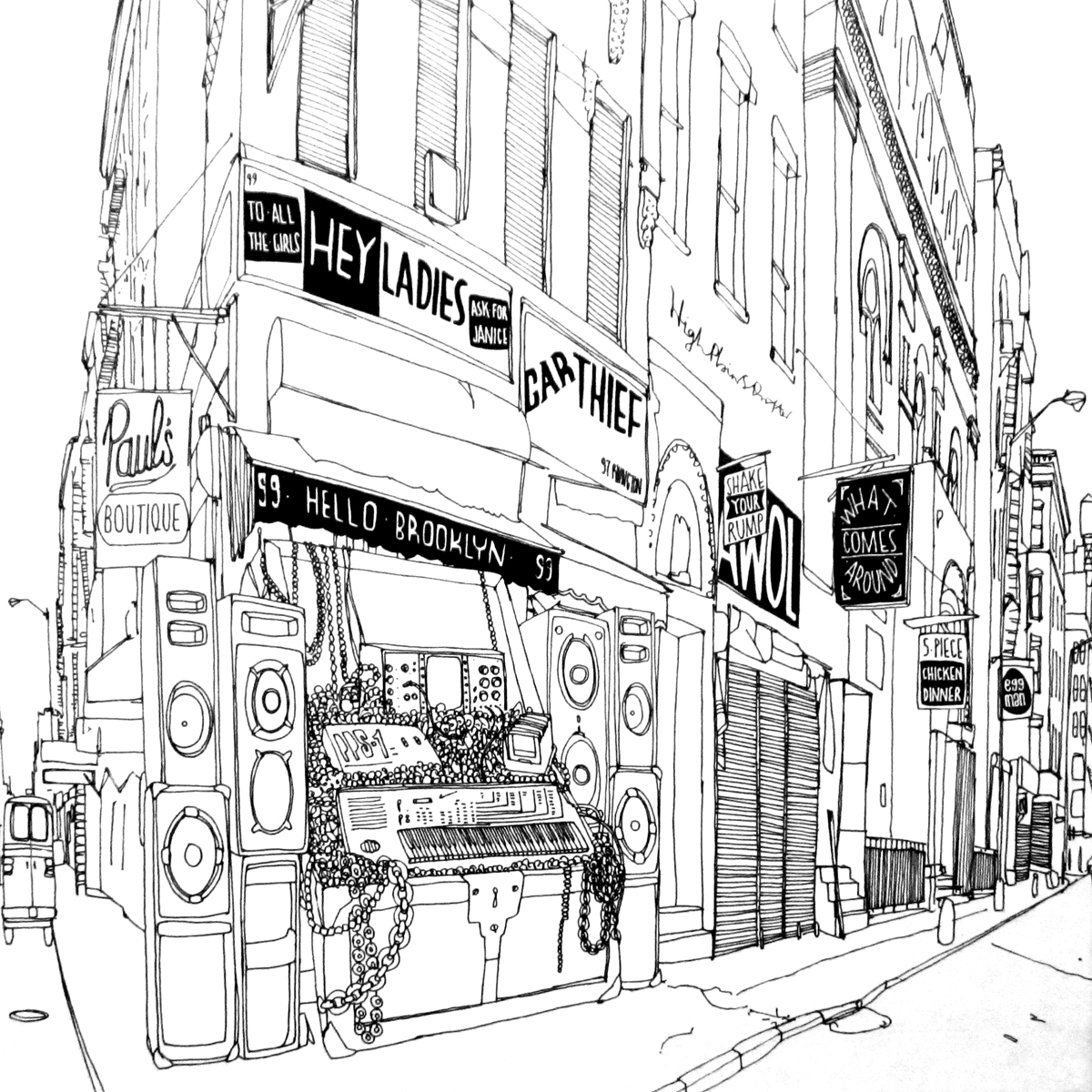 1200x1200 Curated By Marty Spitfly And Cory Cutup - Beastie Boys Sketch