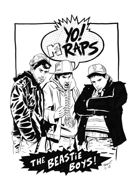 450x601 Yo! Mtv Raps! Brent Schoonover Illustration - Beastie Boys Sketch