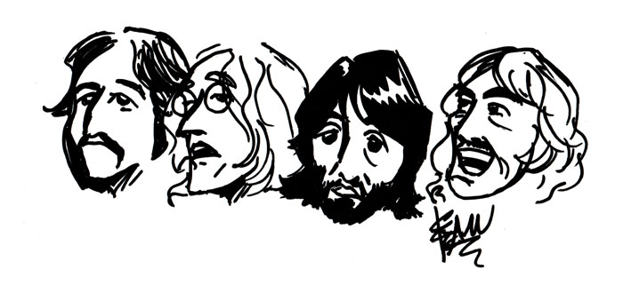700x330 Beatles Ink Sketch By Houndknight - Beatles Sketch