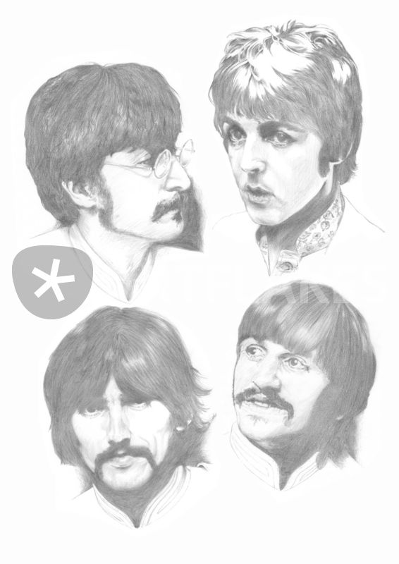 566x800 The Beatles Drawing Art Prints And Posters By Carl Seager - Beatles Sketch