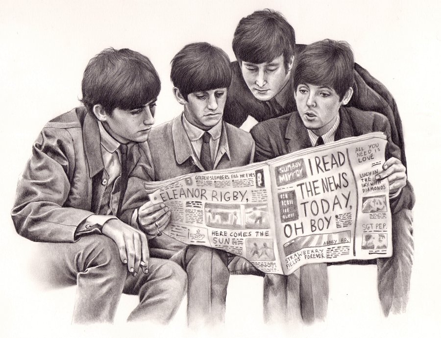 900x690 The Fab Four By Katepowellart On We Heart It - Beatles Sketch