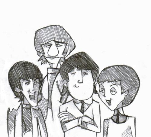 500x456 The Beatles Sketch Uploaded By Evilicious On We Heart It - Beatles Sketch