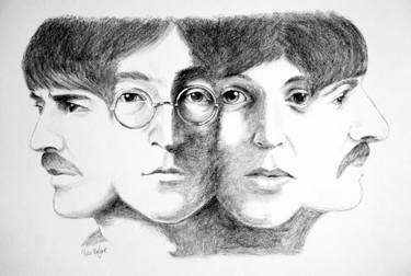 375x252 Beatles Drawing By Peter Balfour Saatchi Art - Beatles Sketch