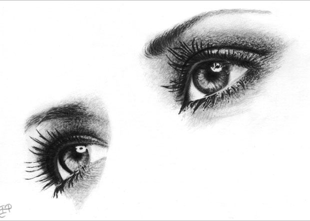 621x444 60 Beautiful And Realistic Pencil Drawings Of Eyes Drawing Faces - Beautiful Eyes Sketch