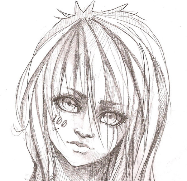 Sad Girl Face Sketch At PaintingValley.com | Explore Collection Of Sad ...