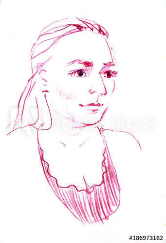 341x500 Drawing Portrait Of Young Woman. Female Face. Sketch Of Beautiful - Beautiful Girl Face Sketch