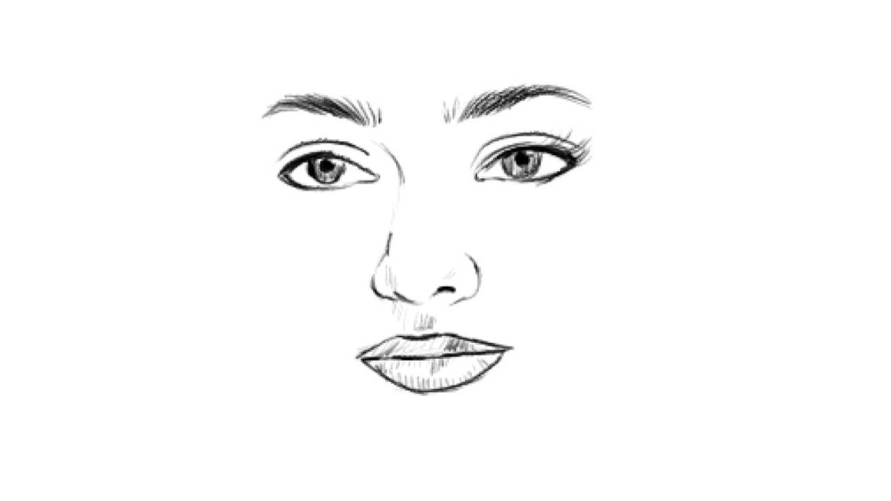 1280x720 How To Draw A Beautiful Girl Face Eyes Nose Lips Sketch Easy - Beautiful Girl Face Sketch