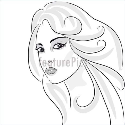 500x500 Illustration Of Beauty Girl Face - Beautiful Girl Face Sketch