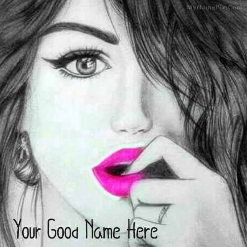 500x500 Beautiful Girl Sketch With Name - Beautiful Girl Sketch
